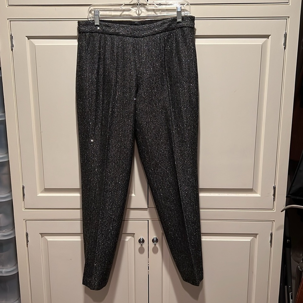 TALBOTS GRAY SEQUIN TWEED TAILORED ANKLE PANTS